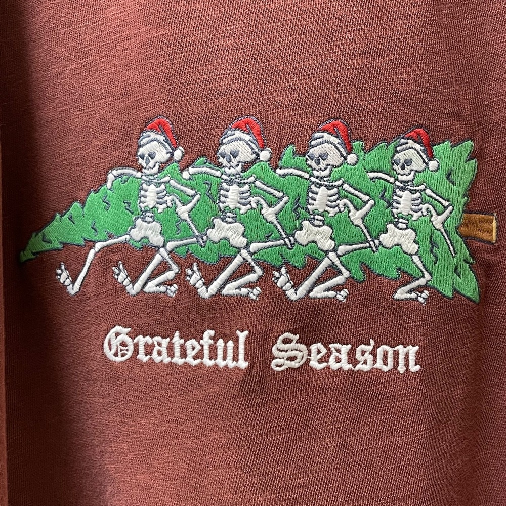 Lucky Brand Men's Size XL Brick Grateful Dead Holiday Skeletons T-Shirt NWT